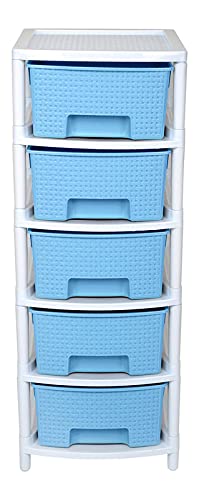 Image of Regalo 5-Drawer Storage Organizer Unit for Closet, Pastel Blue
