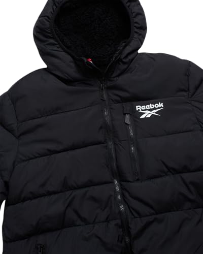 Image of Reebok Mens Heavyweight Sherpa Lined Puffer Parka, Quilted Ski Jacket | Water and Wind Resistant Shell Keeps You Dry, Durable Build for Daily Commutes or Outdoor Adventures