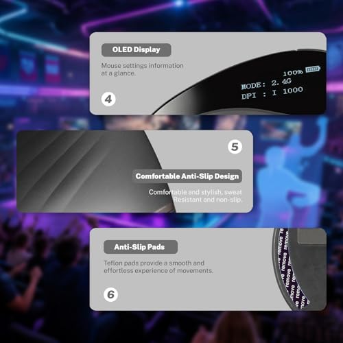 Image of Gaming Mouse with Display, Wireless Vertical Ergonomic Mouse with Tri-Mode Connectivity, 7 Programmable RGB Buttons, 4000 DPI, Rechargeable for PC Laptop Mac