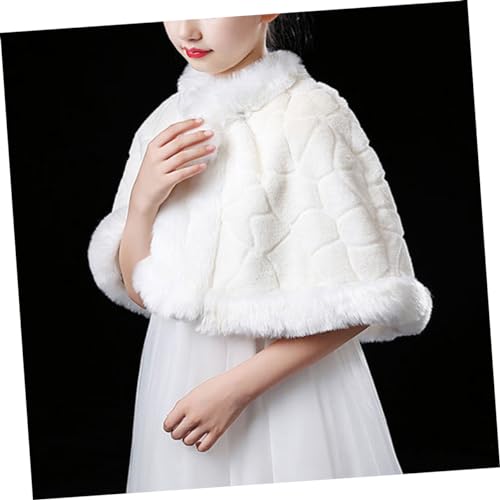 Didiseaon Girls Coat Pom Boy Girl's Plush Shawl Winter Tippet Elegant Cape for Parties Photo Shooting4