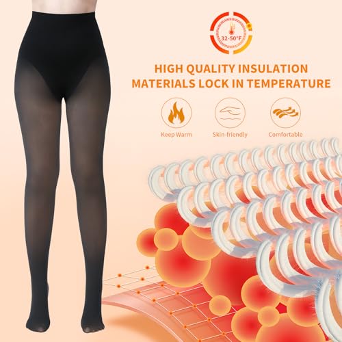 2 Pairs Women Fleece Lined Tights - Triangle Crotch Design Warm Pantyhose Skin Colored Tights for Winter3