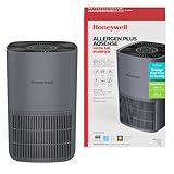 Honeywell Allergen Plus Compact HEPA Small Room Air Purifiers for Home, Up to 530 Ft² Coverage, 3-in-1 Filter, Pet Dander, Smoke & Odor Reducer Air Quality Sensor with Auto Mode, Grey, HPA125V