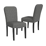 HomePop Rounded Back Upholstered Dining Chair-Black Woven (Set of 2)