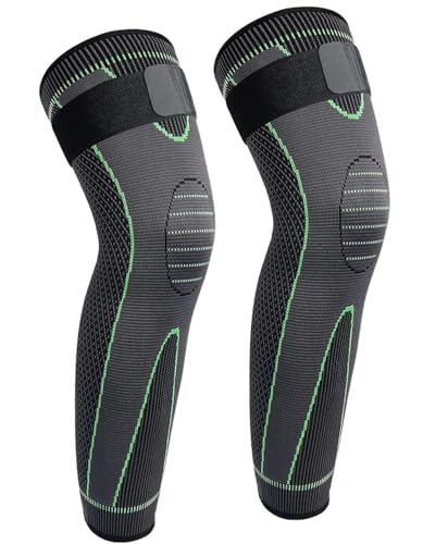 Image of WELLESA Long Knee Cap Support for Men & Women | Pain Relief Brace | Breathable & 4-Way Stretch | Compression Knee Sleeve for Sports, Gym & Injury Recovery (Pair, XL)