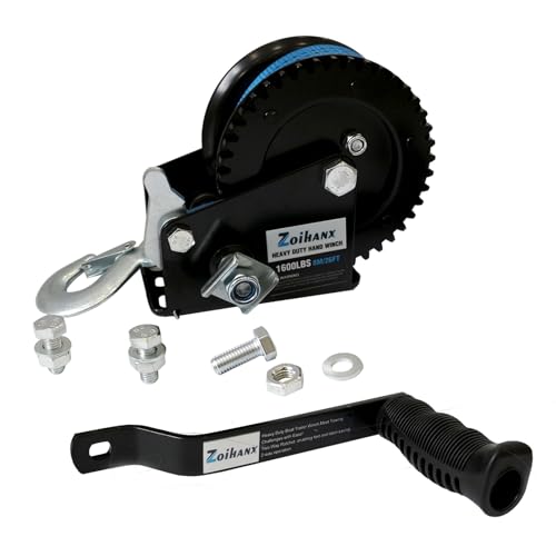 15 Heavy-Duty ATV Winches for 2026 That Never Quit 3 Zoihanx Heavy Duty Boat Trailer Winch,1600 Lbs Boat Winch Strap with Hook 26ft Strap,Hand Winch Two-Way Ratchet & 4:1 Gear for Trucks, Trailers, Rv, ATV, Jet Skiing Trailer Small Winch