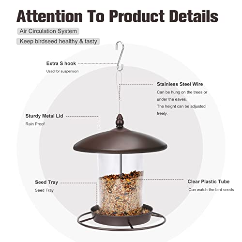 Bird Feeders For Outdoors Hanging. Weather Resistant Hanging Wild Bird Feeder. Easy To Clean & To Refill And Comes With A S Hook. Bronze #TOP1