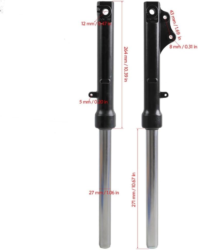 2.50-10 Dirt Bike Tire Rim Front Wheel with 520mm (21") Front Fork and Triple Tree Clamp 12mm Axle for CRF50 XR50 Pocket Mini Pit Bike Offroad Motorcycle Razor Apollo Coolster 50cc -110cc Disc Brake