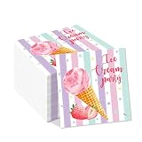 40Pcs Ice Cream Paper Dessert Napkins Disposable 3 Ply Pink Sweet Ice Cream Luncheon Dinner Paper Na