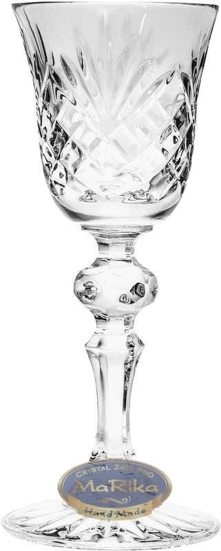 MaRika Crystal Liqueur Glasses 60ml - Set of 6 Classic Hand Decorated Elegant Glass for Liquors and Spirits - Gift Idea