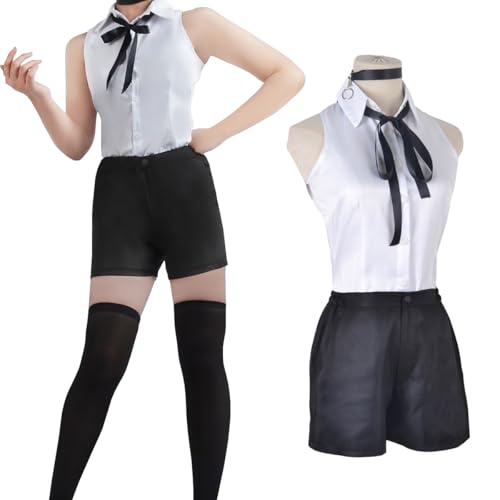 [NIUKACOS] レゼ コスプレ衣装 5点セット シャツ ショートパンツ ネクタイ 首飾り 靴下 チェンソーマン アニメ コスチューム マンガ コスプレ 大人用 ハロウィン 仮装 撮影会 イベント L - NIUKACOS - 商品画像