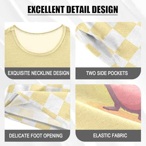 Checkerboard Plaid Sunglasses Yellow Pajama Set Short Sleeve Sleepwear Soft Pajamas Shorts Sets Cotton PJS 5Y4