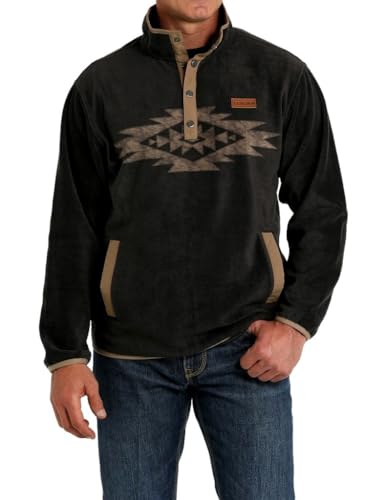 Cinch Western Sweatshirt Mens Printed 1/2 Snap 3XL Charcoal MWK1912001