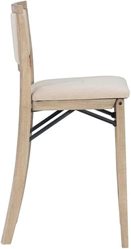Miniatura 7 de Linon Keira Taburete plegable de tela acolchada con respaldo y asiento en madera blanqueada