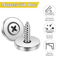 Wzone 36 Stück Mini Magnete Stark Set, 3 Größen Neodym Magnete mit Loch mit Schrauben Flach für Magnetplatte, Küche, Kühlschrank und Werkzeugraum – Ansicht 3