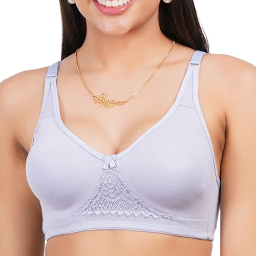 Image of Non Padded Bra in B, C and D Cup for Women - Made of Pure Cotton Full Coverage Over Size Non Wired Pushup Soft Cup for T-Shirt Saree Dress Sports Garment for Daily Use Everyday