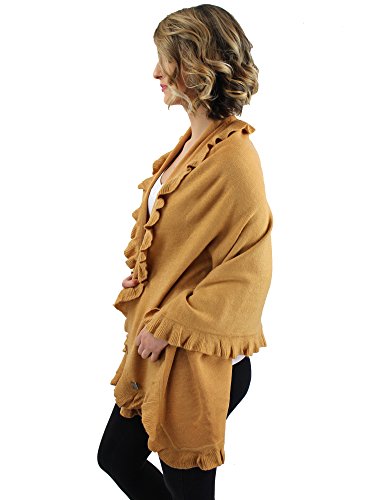 Luxury Divas Knit Poncho Shawl With Ruffled Edge3