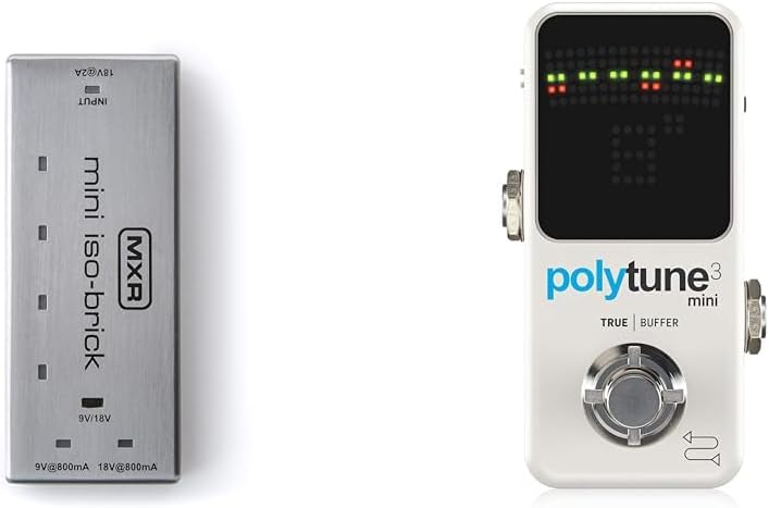 MXR Mini Iso-Brick Guitar Pedal Power Supply Bundle with TC Electronic POLYTUNE 3 MINI Polyphonic Tuner