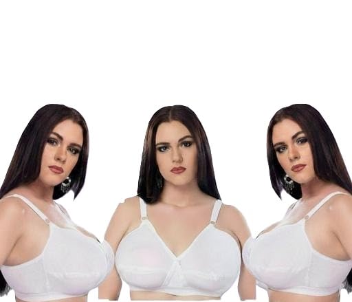 Women Non-Padded Cotton Bra | Full Coverage Wirefree Daily | No Marks, No Pain | Big Size 32–50 | Pack of 4 32C-picture-37