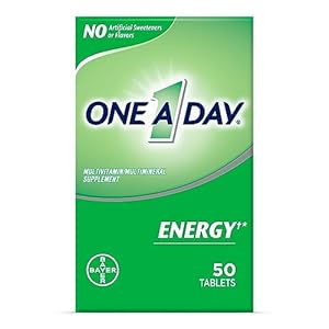 One A Day Energy Multivitamin, Supplement with Vitamin A, Vitamin C, Vitamin D, Vitamin E and Zinc for Immune Health Support*, Caffeine, Biotin, B6, B12 & more, 50 count (Packaging May Vary)