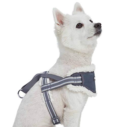 Blueberry Pet Soft & Comfy Multi-Colored Stripe Fleece Padded Chest Dog Harness, Chest Girth 16.5" - 21", Grey, Small, Adjustable No Pull Training Harness For Dogs #TOP1