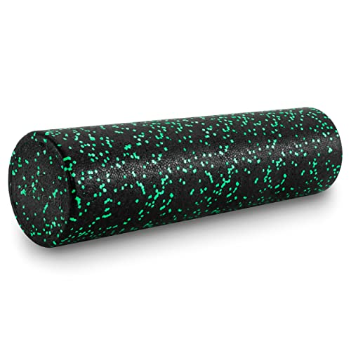 ProsourceFit High Density Foam Rollers 24   inches long, Firm Full Body Athletic Massage Tool for Back Stretching, Yoga, Pilates, Post Workout Muscle Recuperation, Black/Green