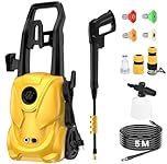 AUKUZI Idropulitrice Professionale, Assorbimento 2000 W, Portata 680 L/h, Pressione 180 Bar, Idropulitrice per Casa, Auto e Esterni Casa, Pompa in Alluminio, Tubo di Uscita da 5 M e Ugello Regolabile