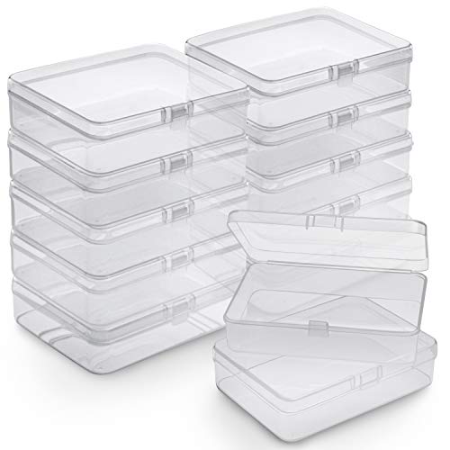 Belle Vous Aufbewahrungsbox Klein (12 Stk) - 11,3x8,3x2,8cm Plastikkisten Transparent zur Aufbewahrung von Perlen - Rechteckige Kunststoffbox Plastikbehälter mit Deckel für Perlen, Schmuck, Kleinteile