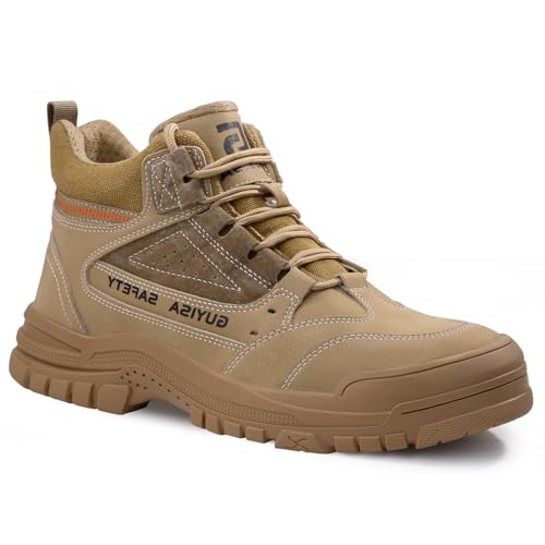 GUSAYEX Steel Toe Boots for Men Safety Shoes Work Boots Lightweight Work Shoes Breathable Steel Toe Sneakers Comfortable Industry Construction Fashionable Safety Boot for Men