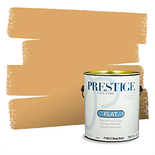 PRESTIGE P100-D-3004-5BVP Interior Paint and Primer in One, 1-Gallon, Flat, Comparable Match of Valspar Safari Sun, 1 Gallon, VS14-Safari