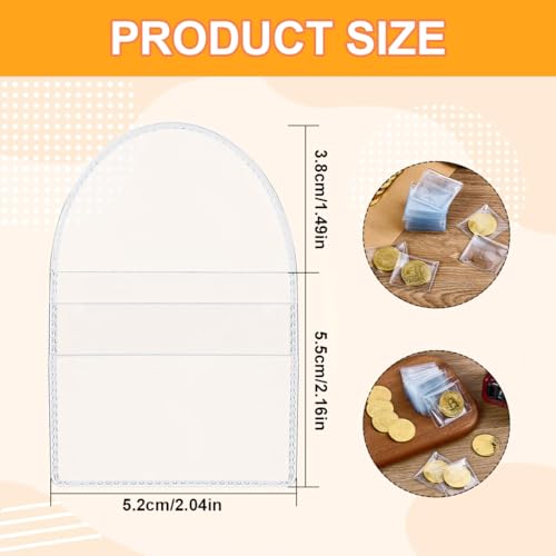 QEQSHQO 20 Stück Münztaschen Set, Münzen Hüllen, Kunststoff Tasche, Münzhüllenhalter, Für Münzen Schmuck Kleine Gegenstände (5,5 x 5,2 cm, Transparente)