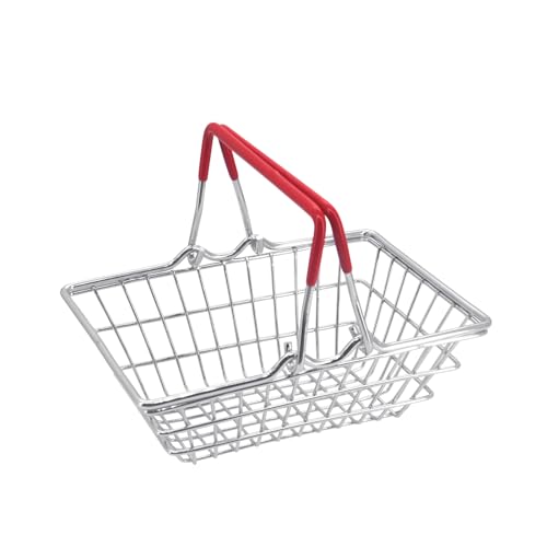 Yuhtech Mini cesta de la compra, cesta de almacenamiento de mano, mini cesta de comestibles, almacenamiento portátil de comestibles para juguetes de compras simulados, almacenamiento y decoración
