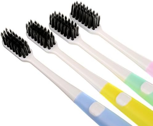 AVIVA Toothbrush with Ultra Soft Charcoal Bristles & Compact Head, 2 Pack of 4 (8 Counts)