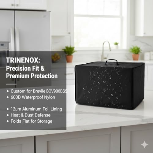 Image of Heavy Duty Convection Oven Cover for Breville BOV900BSS Smart Oven Air Fryer Pro,16.54 inchDx21.46 inchWx12.4 inchH, 600D Heat-Resistant Nylon w /Aluminum Foil, Waterproof Dustproof toaster oven Protector