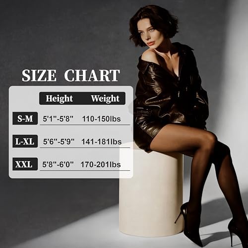 HeyUU 40D T-Crotch Sheer Pantyhose for Women, High Waist Stretchy Silky Stockings with Durable Reinforced Toes Black S-M - 5