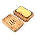 Gurkkst 2 Stück Natürliche hölzerne Bambus Seifenschale Holz Dusche Handgefertigte Seifenkiste Seifen Box Für Seife Scrubber Schwämme Waschbeckenablage