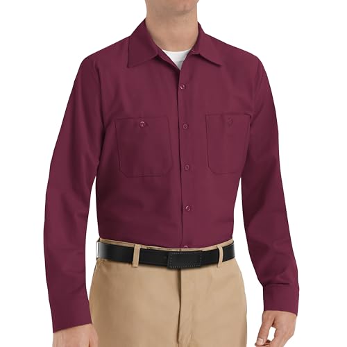 Image of Red Kap Men's Long Sleeve Industrial Work Shirt | Moisture Wicking Button Up, Wrinkle Resistance Fights Fading & Stains