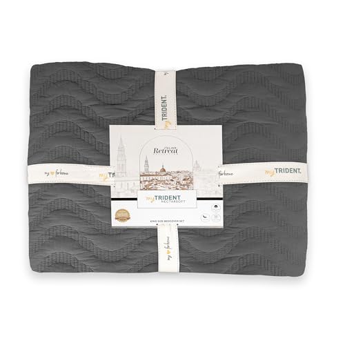 Image of MYTRIDENT Nectarsoft Italian Retreat King Size (228 cm x 274 cm) Bedcover Set, 100% Cotton, Slate