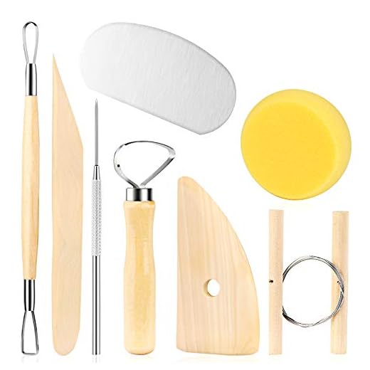 8 Pieces Wooden Pottery Sculpting Clay Cleaning Tool Set, Includes Clay Cutting, Modeling, Trimming Tools, for Beginner Level Pottery and Smoothing, Cleaning, Carving, Shaping and Sculpting