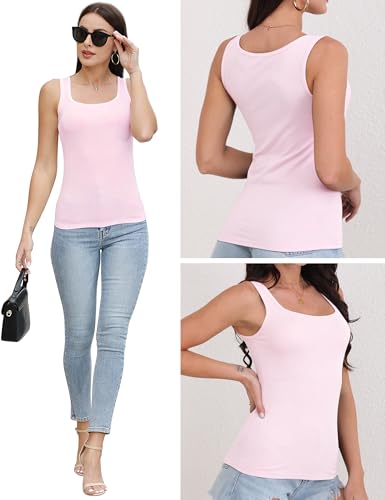 Image of BQTQ 5 Pack Women's Tank Tops Square Neck Sleeveless Ladies Tank Top Undershirts