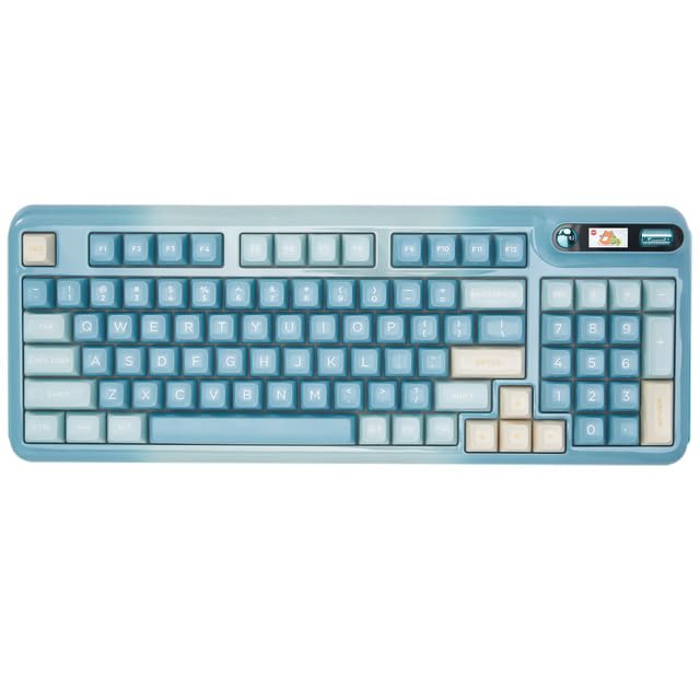 Generic COMPAE - KZZI Z98 Pro White 1800 Layout Wireless Hot Swap Gasket Mechanical Gaming Keyboard with OLED Smart Display (Blue Linear)