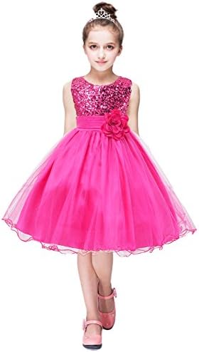 Girls Flower Party Tutu Dress Sequin Flare Lace Princess Dress Wedding Pageant Ball Gown