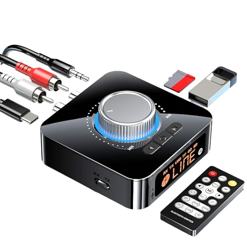 Bluetooth 5.4 Receiver for HiFi, Bluetooth TV Adapter with Volume Control with LED Display Double Connection Receiver 3.5mm Aux for PC/Mac/Tablet/Smartphone/AV Receiver AptX HD Dual Pairing