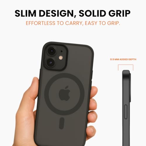 Image of Outagear iPhone Case, Matte Black, Mag-Safe Compatible with Strong Magnetic Force, Shockproof Camera Protection, PC TPU Hybrid (Matte Black, iPhone 12)