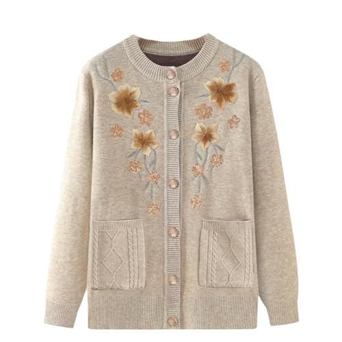 Abrigo cárdigan de otoño para mujer mayor chaqueta de punto polar para paseos y hogar