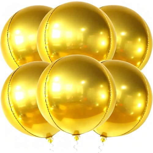 Image of KatchOn, Big Gold Foil Balloon - 22 Inch, Pack of 6 | Gold Mylar Balloons for Golden Party Decorations | Metallic Gold Balloon Birthday Party Decor, Wedding, Gold Graduation Decorations 2026