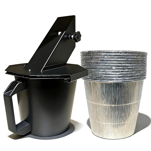 RESTTIME Upgraded Grease Bucket with Lid & 12 Disposable Foil Liners Smoker Drip Grease Bucket Compatible with Traeger Pit Boss Recteq Z Grills & More Wood Pellet Grills