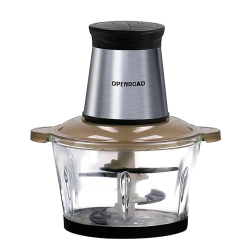 Image of OPENROAD Electric Food Processor with Meat Grinder & Vegetable Chopper - Includes 2 x 8-Cup Bowls, Powerful 450W Copper Motor - Comes with 2 Sets of Bi-Level Blades for Fruits/Meat/Nuts