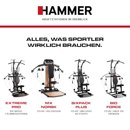 Foto von HAMMER Finnlo Kraftstation Bio Force, TNT-Widerstandstechnologie, 110 kg Zuggewicht, über 100 Übungen - Fitnessgeräte für Zuhause Home Gym Sport Gerät