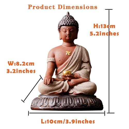 Estatua de Buda Sakyamuni Cerámica 5.2 pulgadas miniatura 2