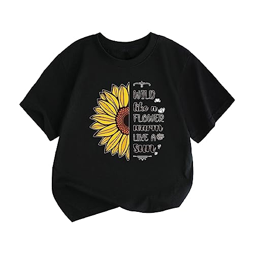 Children Kids Wild Like Flower Print T Shirts Tops Boys Girls Tops Short Sleeved Shirts Cute Cotton Round Neck Tees